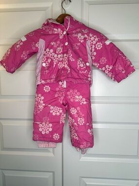 Columbia Girls 2T Pink Snow Suit Set Waterproof Jacket + Bibs EUC